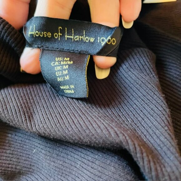 House of Harlow 1960 Black Ribbed Mock Neck Bodycon Maxi Dress Sleeveless Medium - Picture 6 of 8
